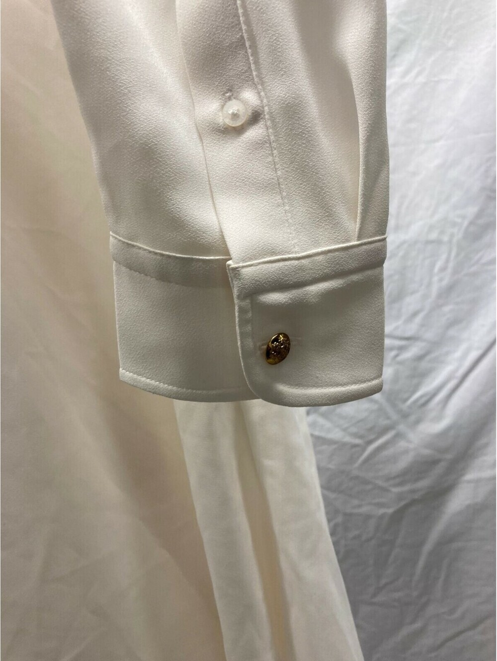 NEW Lauren Ralph Lauren Ivory w/ Metallic Gold Trim Epaulets Blouse XL - Picture 3 of 5